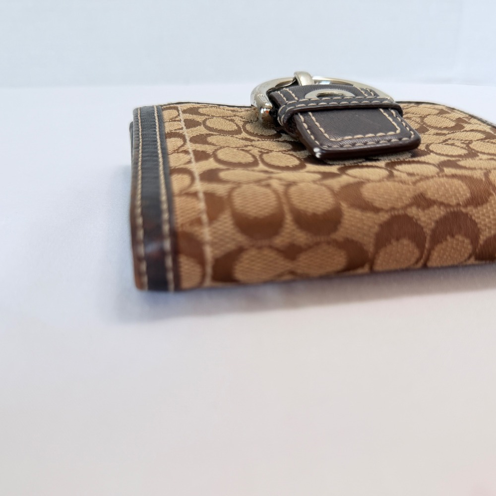 Coach SOHO Bifold Wallet Womens Brown Signature Jacquard Buckle Snap - Picture 6 of 16